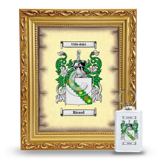 Ricard Framed Coat of Arms and Keychain - Gold