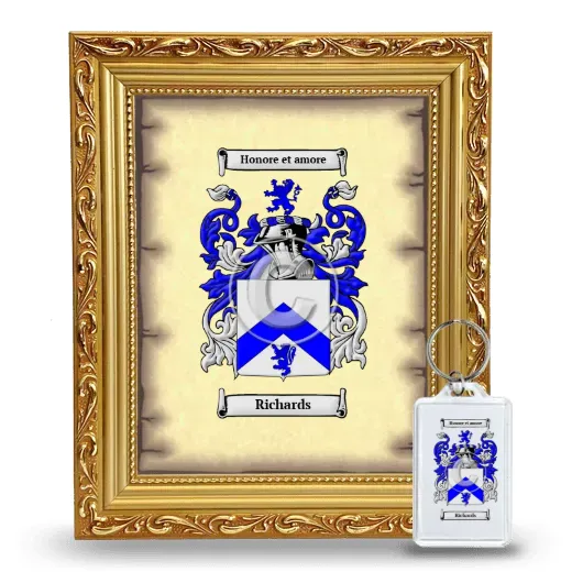 Richards Framed Coat of Arms and Keychain - Gold