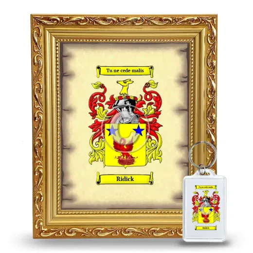 Ridick Framed Coat of Arms and Keychain - Gold