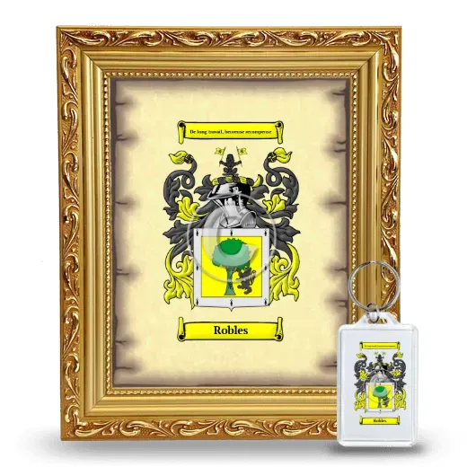 Robles Framed Coat of Arms and Keychain - Gold