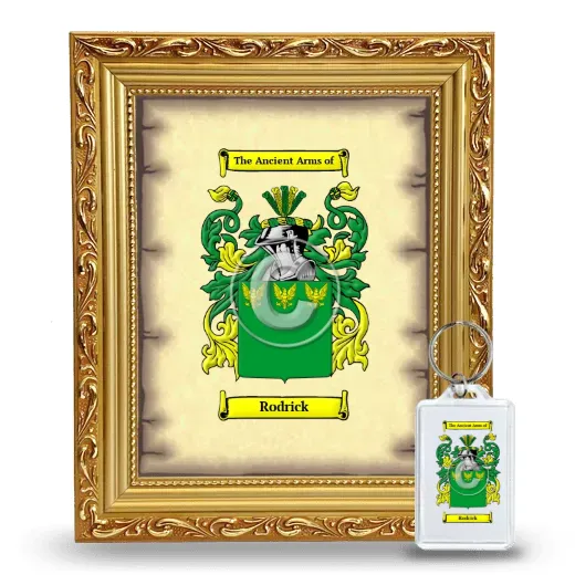 Rodrick Framed Coat of Arms and Keychain - Gold