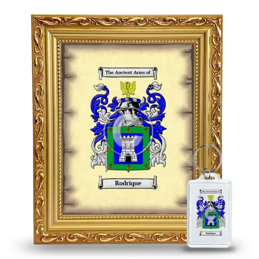 Rodrique Framed Coat of Arms and Keychain - Gold