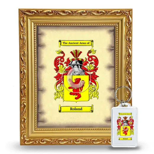 Roland Framed Coat of Arms and Keychain - Gold