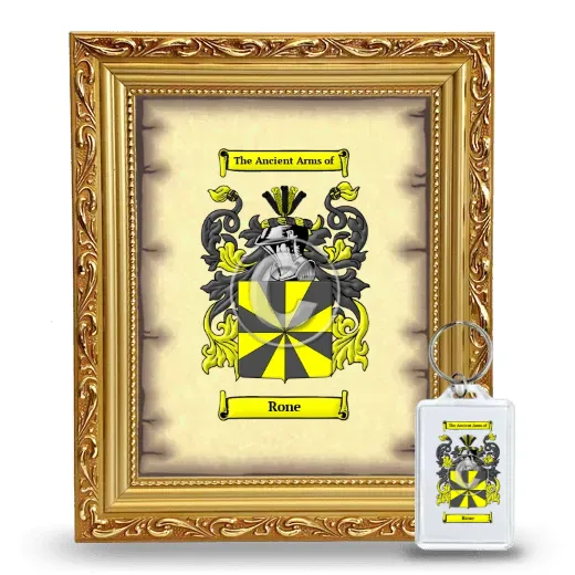 Rone Framed Coat of Arms and Keychain - Gold