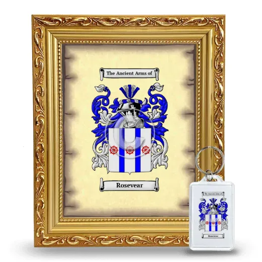 Rosevear Framed Coat of Arms and Keychain - Gold