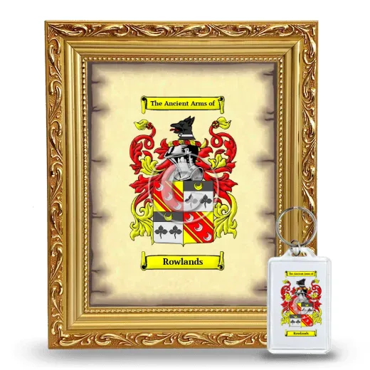 Rowlands Framed Coat of Arms and Keychain - Gold