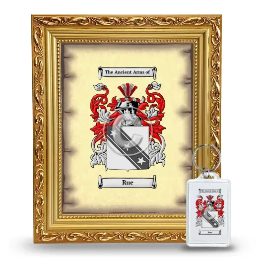 Rue Framed Coat of Arms and Keychain - Gold