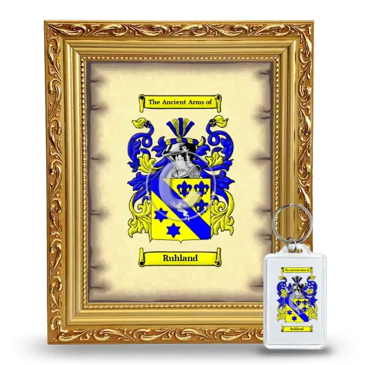 Ruhland Framed Coat of Arms and Keychain - Gold