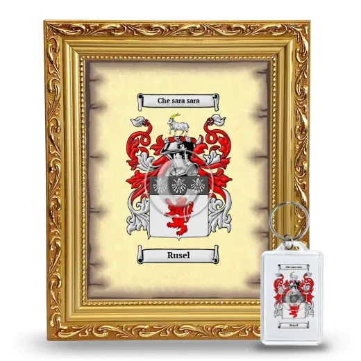 Rusel Framed Coat of Arms and Keychain - Gold