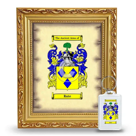 Rute Framed Coat of Arms and Keychain - Gold
