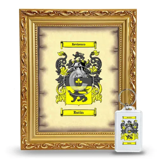 Rutin Framed Coat of Arms and Keychain - Gold