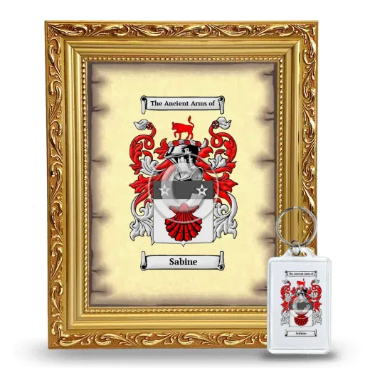 Sabine Framed Coat of Arms and Keychain - Gold