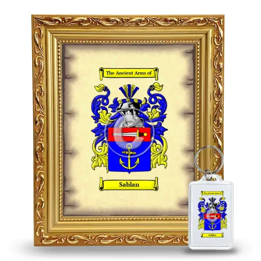 Sablan Framed Coat of Arms and Keychain - Gold