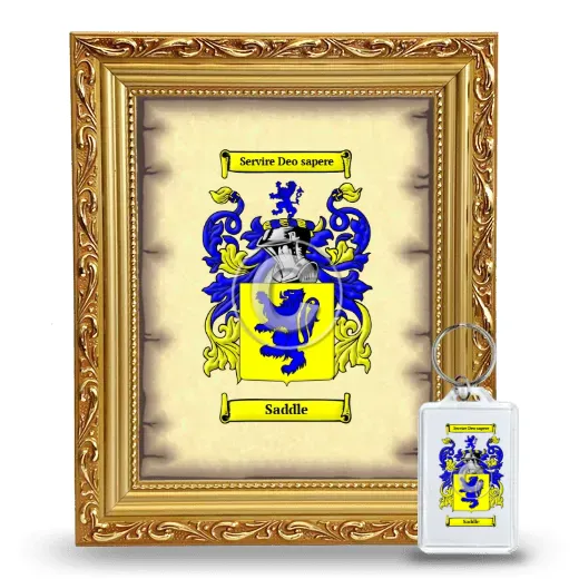 Saddle Framed Coat of Arms and Keychain - Gold