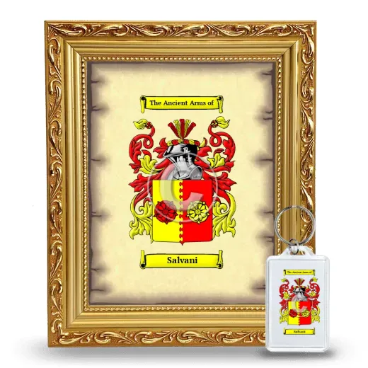 Salvani Framed Coat of Arms and Keychain - Gold