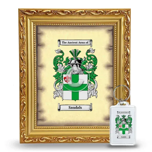 Sandals Framed Coat of Arms and Keychain - Gold
