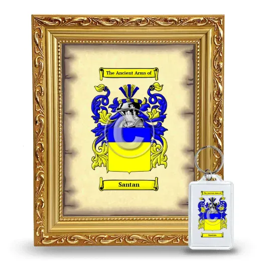 Santan Framed Coat of Arms and Keychain - Gold