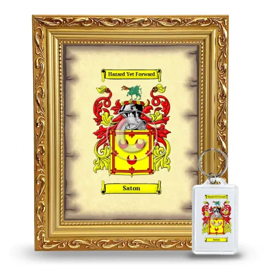 Saton Framed Coat of Arms and Keychain - Gold