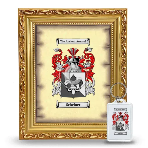 Scheiner Framed Coat of Arms and Keychain - Gold