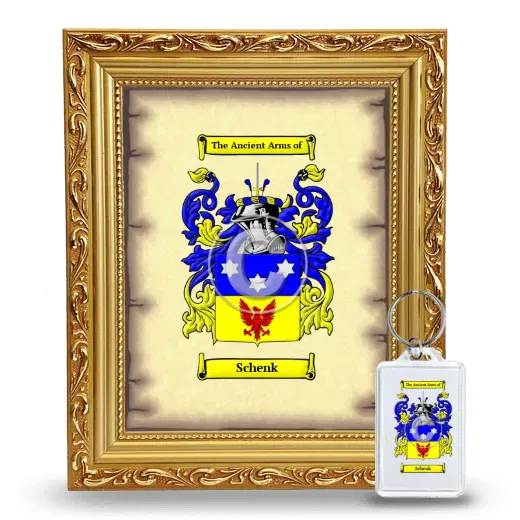 Schenk Framed Coat of Arms and Keychain - Gold