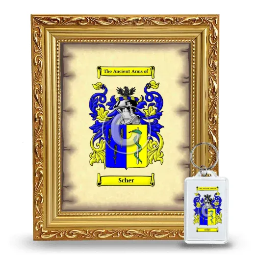 Scher Framed Coat of Arms and Keychain - Gold