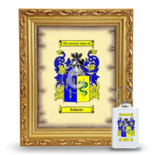 Scherer Framed Coat of Arms and Keychain - Gold