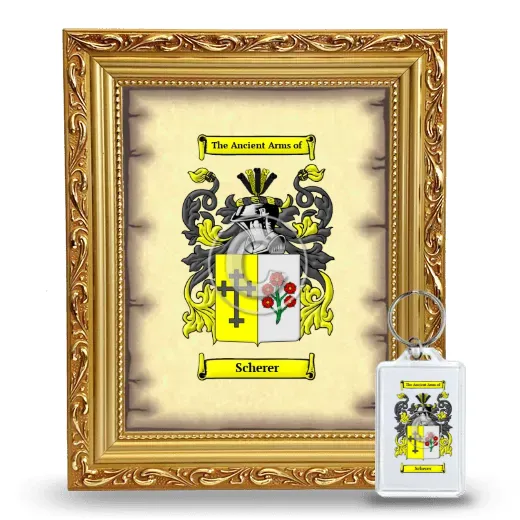 Scherer Framed Coat of Arms and Keychain - Gold