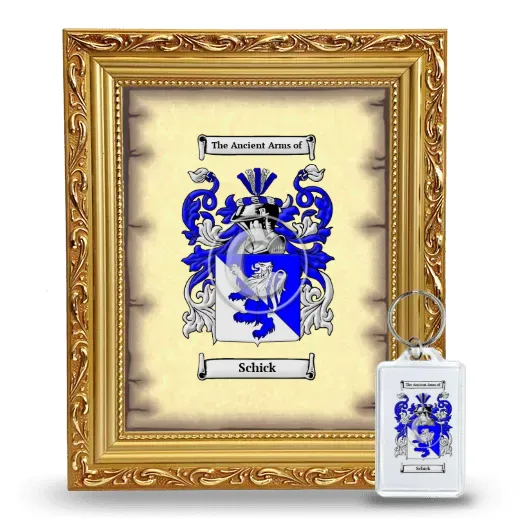 Schick Framed Coat of Arms and Keychain - Gold