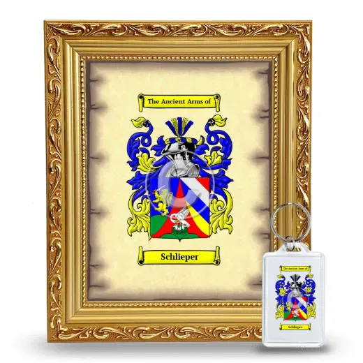 Schlieper Framed Coat of Arms and Keychain - Gold
