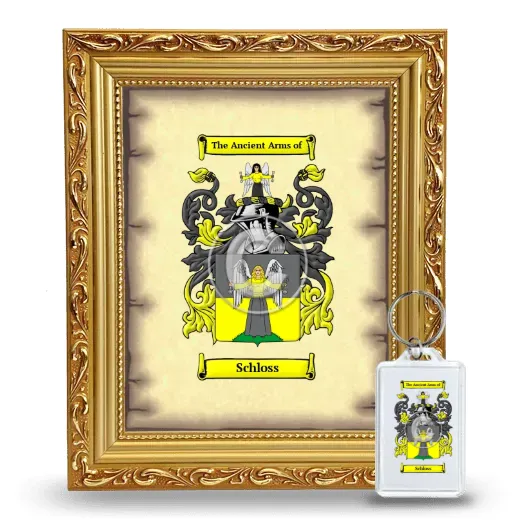 Schloss Framed Coat of Arms and Keychain - Gold