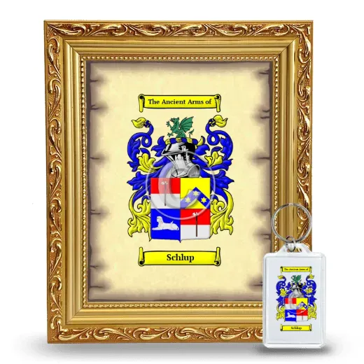 Schlup Framed Coat of Arms and Keychain - Gold