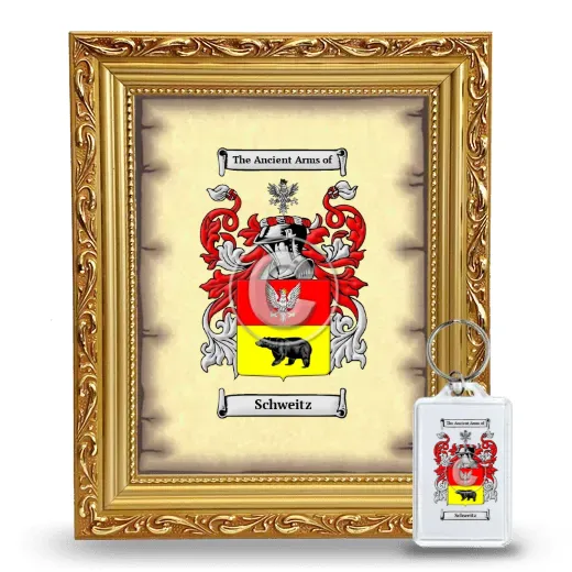 Schweitz Framed Coat of Arms and Keychain - Gold