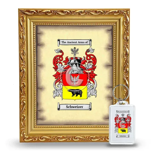 Schweizer Framed Coat of Arms and Keychain - Gold