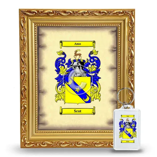 Scot Framed Coat of Arms and Keychain - Gold