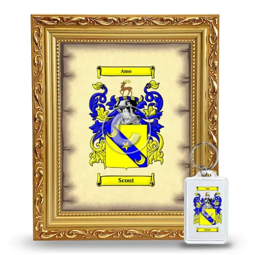 Scout Framed Coat of Arms and Keychain - Gold