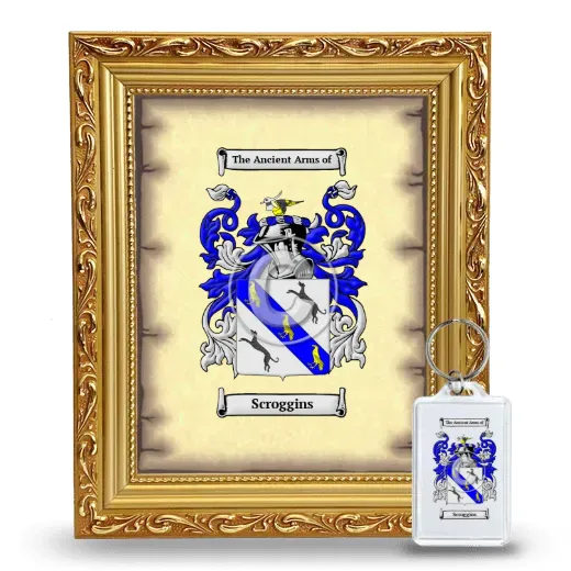 Scroggins Framed Coat of Arms and Keychain - Gold