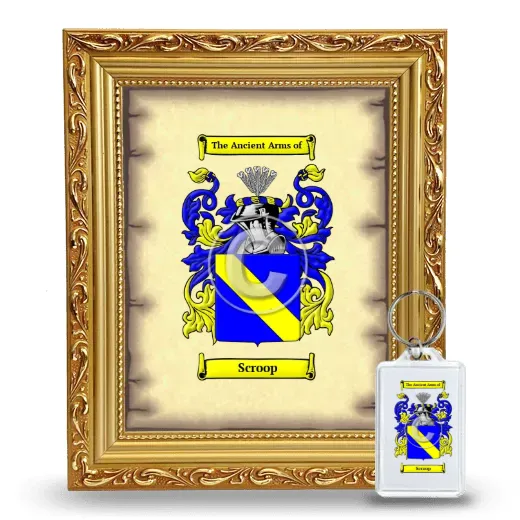 Scroop Framed Coat of Arms and Keychain - Gold