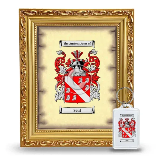 Scul Framed Coat of Arms and Keychain - Gold