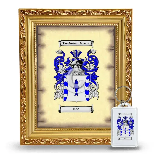 See Framed Coat of Arms and Keychain - Gold