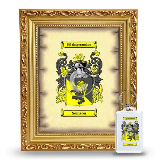 Semson Framed Coat of Arms and Keychain - Gold