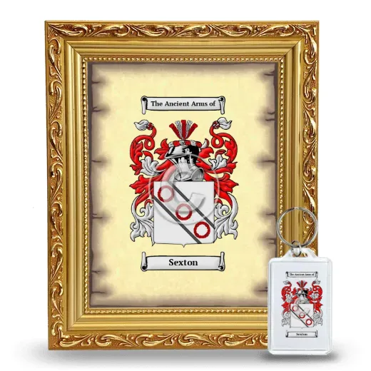 Sexton Framed Coat of Arms and Keychain - Gold