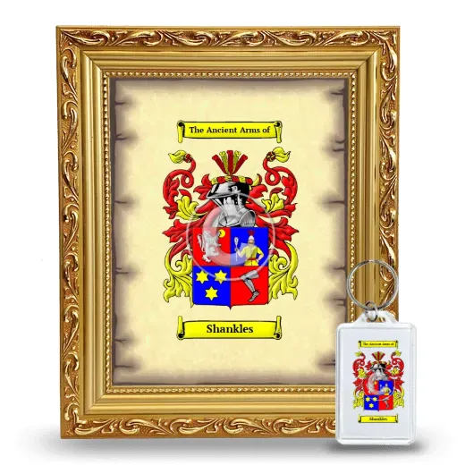 Shankles Framed Coat of Arms and Keychain - Gold