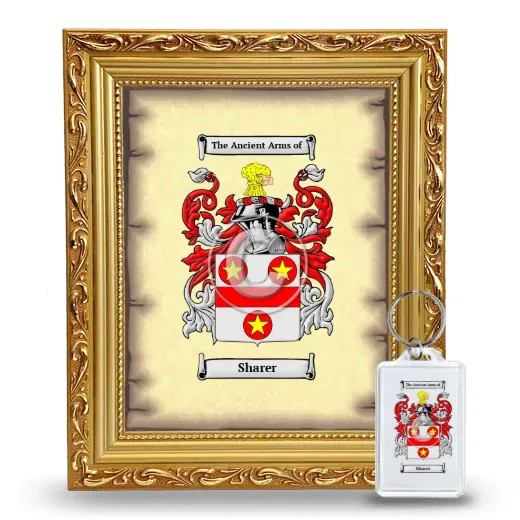 Sharer Framed Coat of Arms and Keychain - Gold