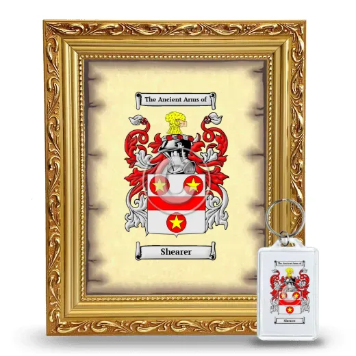 Shearer Framed Coat of Arms and Keychain - Gold