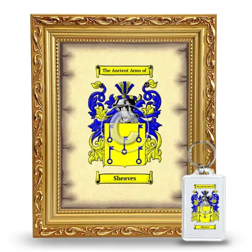 Sheaves Framed Coat of Arms and Keychain - Gold