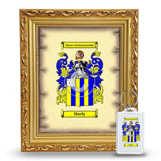 Sherly Framed Coat of Arms and Keychain - Gold