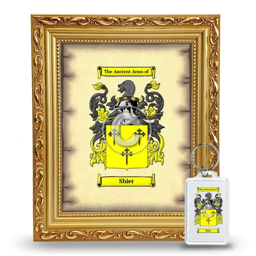 Shier Framed Coat of Arms and Keychain - Gold