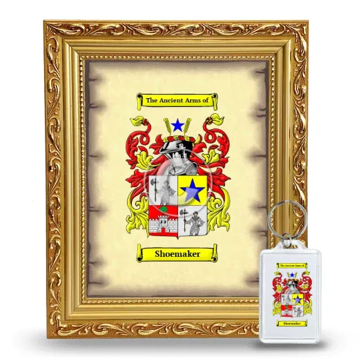 Shoemaker Framed Coat of Arms and Keychain - Gold
