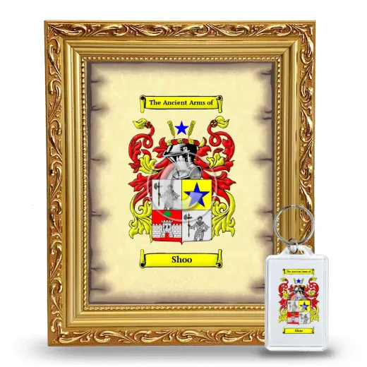 Shoo Framed Coat of Arms and Keychain - Gold