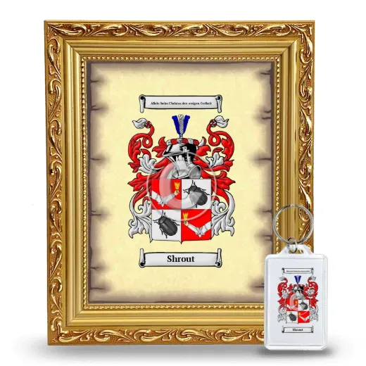 Shrout Framed Coat of Arms and Keychain - Gold